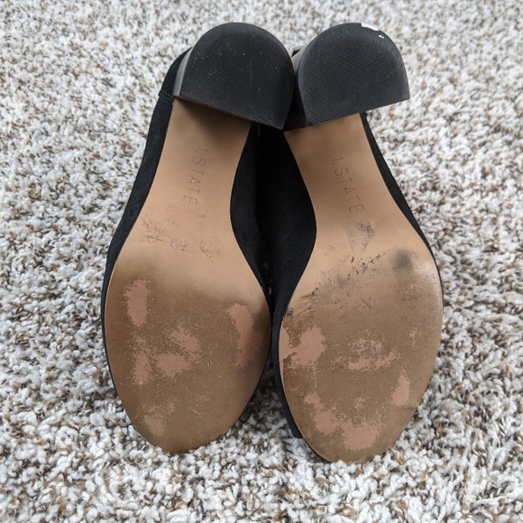 Black Suede Peep Toe Booties - Picture 6 of 6